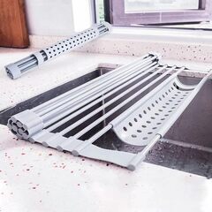  水切りラック シンク上 スリム 折りたたみ 水切りマット 洗い物 水切りトレー トレー付き 流し台 省スペース 食器 乾燥 (52x32cm)　転売OK　倒産品　まとめ売り　ネット商材　アマゾン引き上げ商品　メルカリ　副業の画像