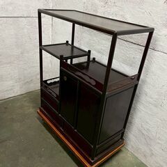 唐木 紫檀 飾り棚 茶棚 違い棚 茶箪笥 茶室 工芸品 高級 和家具 収納棚 和室 茶室 座敷 アンティーク 家具 昭和レトロ A0849の画像