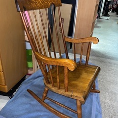 飛騨産業 キツツキマーク ロッキングチェア ヴィンテージ 木製 無垢 ナラ材 椅子 イス 中古品 ③の画像