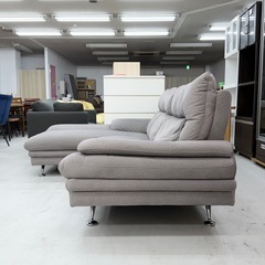 【超美品‼️】定価15万♪レイコージャパン 230cm幅3人掛けカウチソファ ビロード調撥水生地 ライトグレー♪の画像