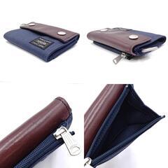 ポーター エッセンシャルデザイン 三つ折り財布 ネイビー/ブラウン ウォレット PORTERの画像