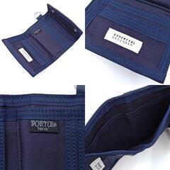 ポーター エッセンシャルデザイン 三つ折り財布 ネイビー/ブラウン ウォレット PORTERの画像