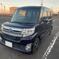 車検長い   4WD   タントカスタム　RSトップエディションSA2   28年　ターボ車　純正8インチナビ、TVフルセグ　アイドリングストップ　両側パワースライドドア　ハーフレザーシート　LEDヘッドライト　社外アルミホイール　訳あり　早い者勝ち　激安　格安の画像