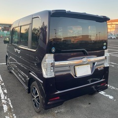 車検長い   4WD   タントカスタム　RSトップエディションSA2   28年　ターボ車　純正8インチナビ、TVフルセグ　アイドリングストップ　両側パワースライドドア　ハーフレザーシート　LEDヘッドライト　社外アルミホイール　訳あり　早い者勝ち　激安　格安の画像