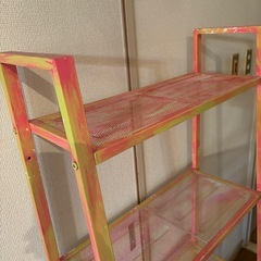 IKEAメッシュラック　アンティーク風ペイントの画像