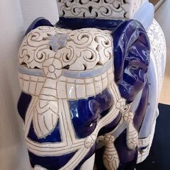 ★オシャレ　陶器エスニック　象 ゾウ　置き物　植木鉢置きの画像