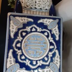 ★オシャレ　陶器エスニック　象 ゾウ　置き物　植木鉢置きの画像