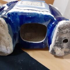 ★オシャレ　陶器エスニック　象 ゾウ　置き物　植木鉢置きの画像