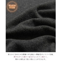 長袖 トップス ピーチスムースカットソー モックネック 起毛 M  チャコールグレーの画像