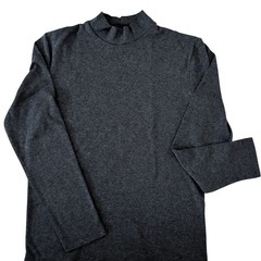 長袖 トップス ピーチスムースカットソー モックネック 起毛 M  チャコールグレーの画像