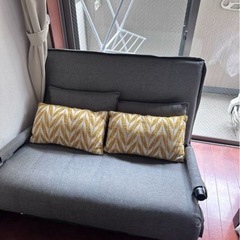 ソファベッド クッション付き　グレーの画像