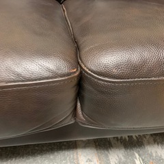 ダークブラウンレザーL字ソファの画像