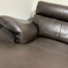 ダークブラウンレザーL字ソファの画像