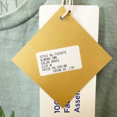 【未使用】ALMOND アーモンド 半袖Tシャツ ロゴ ブランドロゴ 刺繍 USAコットン 日本製 M GRASS TS2007S ユニセックスの画像