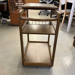 A2511-250 木製キッチンワゴン スチールメッシュ 2段 キズ汚れ有りの画像