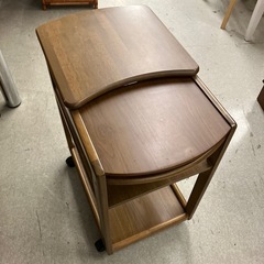 A2511-250 木製キッチンワゴン スチールメッシュ 2段 キズ汚れ有りの画像