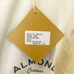 【未使用】ALMOND アーモンド 半袖Tシャツ ロゴ ブランド USAコットン L ナチュラル TS2013S ユニセックスの画像