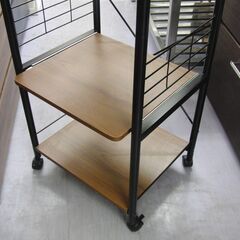 ニトリ レンジラック 幅49ｃｍ レンジ台 キッチン収納 スリム ブラウン×ブラック 札幌 手稲の画像