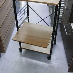 ニトリ レンジラック 幅49ｃｍ レンジ台 キッチン収納 スリム ブラウン×ブラック 札幌 手稲の画像