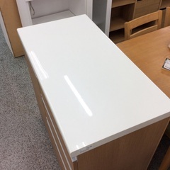 【キャスター付き】キッチンボード　パモウナ ダイニングボード レンジボード 食器棚 カップボード ソフトクローズ仕様 キャスター付き 幅90cm ：ホワイト/ナチュラルの画像