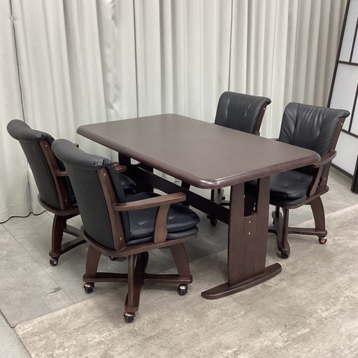 KK-8【新入荷　リサイクル品】ダイニング5点セット　ブラウン