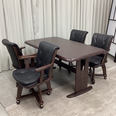 KK-8【新入荷　リサイクル品】ダイニング5点セット　ブラウンの画像