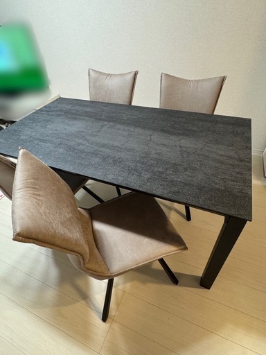 【引き取り限定】ダイニングテーブル 5点セット（セラミック天板／チェア4脚）