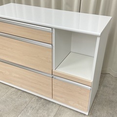 KK-11【新入荷　リサイクル品】TWO-ONE STYLE パスタ120 キッチンカウンター　白×ナチュラルの画像