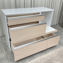 KK-11【新入荷　リサイクル品】TWO-ONE STYLE パスタ120 キッチンカウンター　白×ナチュラルの画像