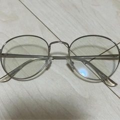 メガネ 伊達メガネ シルバーの画像