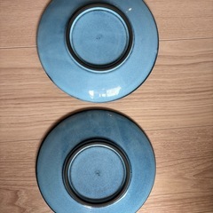 青色 陶器皿 2枚セットの画像