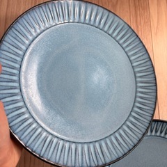 青色 陶器皿 2枚セットの画像