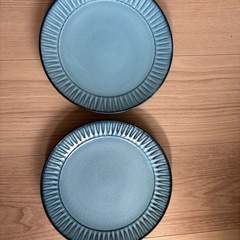 青色 陶器皿 2枚セットの画像