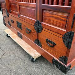 古民家 家具 水屋箪笥 民芸箪笥 木製 収納棚 時代家具 アンティーク 和家具 昭和レトロ 和室 茶室 座敷 A0850の画像