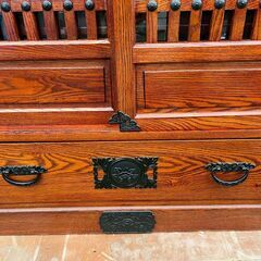 古民家 家具 水屋箪笥 民芸箪笥 木製 収納棚 時代家具 アンティーク 和家具 昭和レトロ 和室 茶室 座敷 A0850の画像