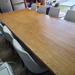3Mx1.2Mx76cm タモ ダイニングテーブルと椅子9脚の画像