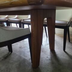 3Mx1.2Mx76cm タモ ダイニングテーブルと椅子9脚の画像