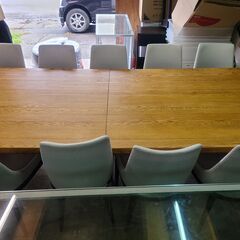 3Mx1.2Mx76cm タモ ダイニングテーブルと椅子9脚の画像