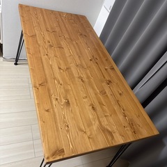 LOWYA ロウヤ ダイニングテーブル 単品 リビングテーブル 食卓テーブル 木目 木製 天然木 デスク ヴィンテージ風 約奥行き70cm 幅140cm ライトブラウンの画像