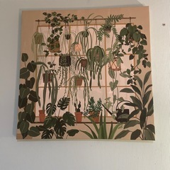 4点セット吊り下げ観葉植物＆ライト＆アート の画像