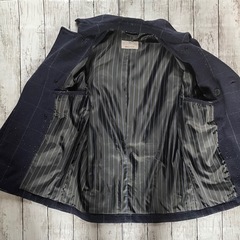 グローリークルー （メンズビギ） チェック ネイビー ピーコート Mの画像