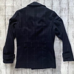 グローリークルー （メンズビギ） チェック ネイビー ピーコート Mの画像