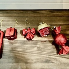 フランフラン キラキラ クリスタル 可愛い Franc Franc  クリスマスツリーの飾り付け セットオーナメント モチーフ 26個 レッド&ゴールドの画像