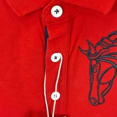 【未使用】HORSEWARE Flamboro Polo 半袖ポロシャツ XS レッド レディース 乗馬 馬術の画像