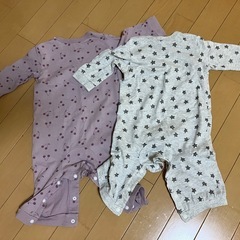 デビロック70cm薄手長袖ロンパース2枚セット星さくらんぼの画像