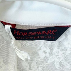 【未使用】HORSEWARE ハーフジップ 半袖 ライディングシャツ S ホワイト レディース 乗馬 馬術の画像