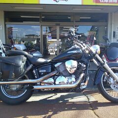 NO.5575　ドラッグスター２５０（ＶＧ０２Ｊ）　空冷Ｖツイン２５０ｃｃ　スラッシュカットマフラー　ロングシーシーバー　サイドバック　ブラック　☆彡の画像