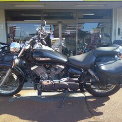 NO.5575　ドラッグスター２５０（ＶＧ０２Ｊ）　空冷Ｖツイン２５０ｃｃ　スラッシュカットマフラー　ロングシーシーバー　サイドバック　ブラック　☆彡の画像