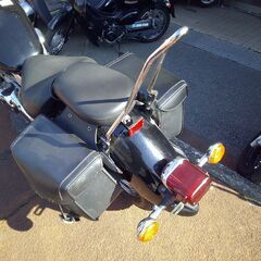 NO.5575　ドラッグスター２５０（ＶＧ０２Ｊ）　空冷Ｖツイン２５０ｃｃ　スラッシュカットマフラー　ロングシーシーバー　サイドバック　ブラック　☆彡の画像