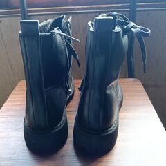 新品 24.5cm レディース ブーツ ブラック 厚底 シューズ 普段着 識別番号:【B097-S】の画像